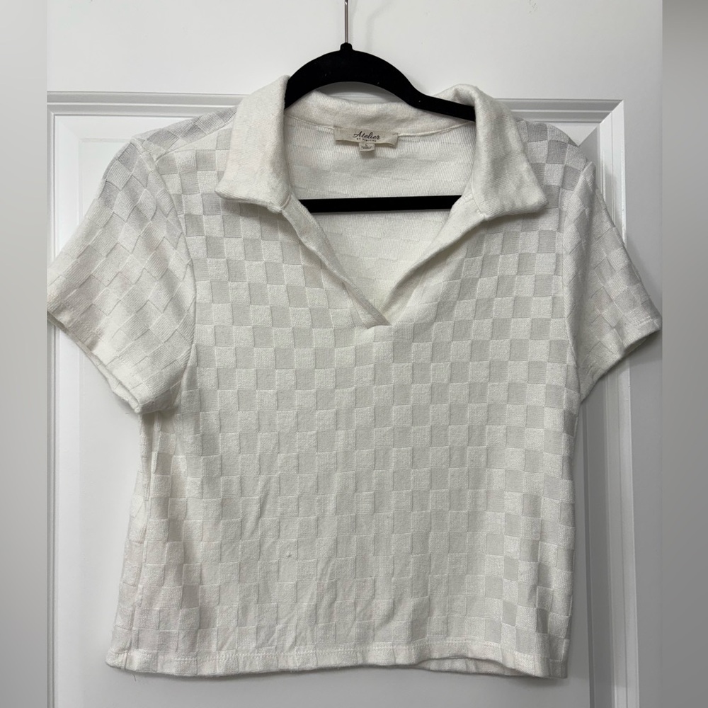 White Checkered Crop Top